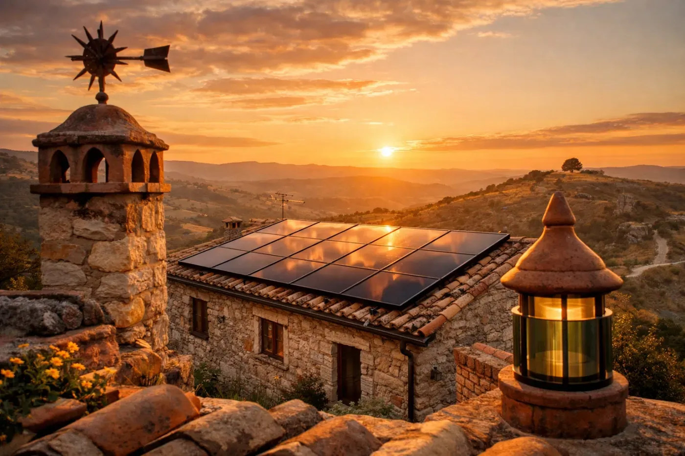 Impianto fotovoltaico casa installato su una tipica abitazione in Basilicata per il risparmio energetico.