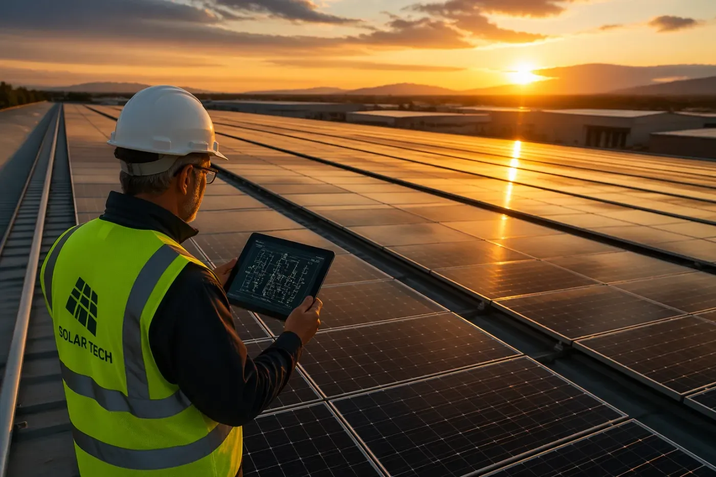Ispezione tecnica di un impianto fotovoltaico su capannone per garantire la conformità agli incentivi.