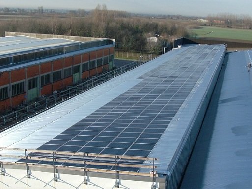 Roof covered with pv panels