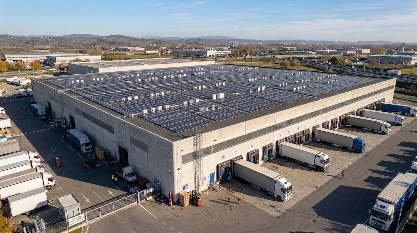 Fotovoltaico per logistica e magazzini: guida a dimensionamento, incentivi e obblighi